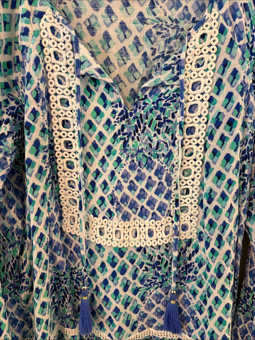 Lilly Pulitzer Blue & Teal Printed Tunic Top - Picture 3 of 12